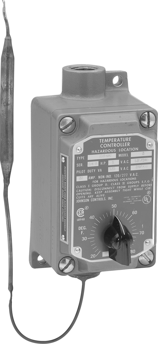 Tehlikeli Ortamlar için Hat Gerilimi Termostatı, Uzaktan Sensörlü, 120V AC ila 277V AC