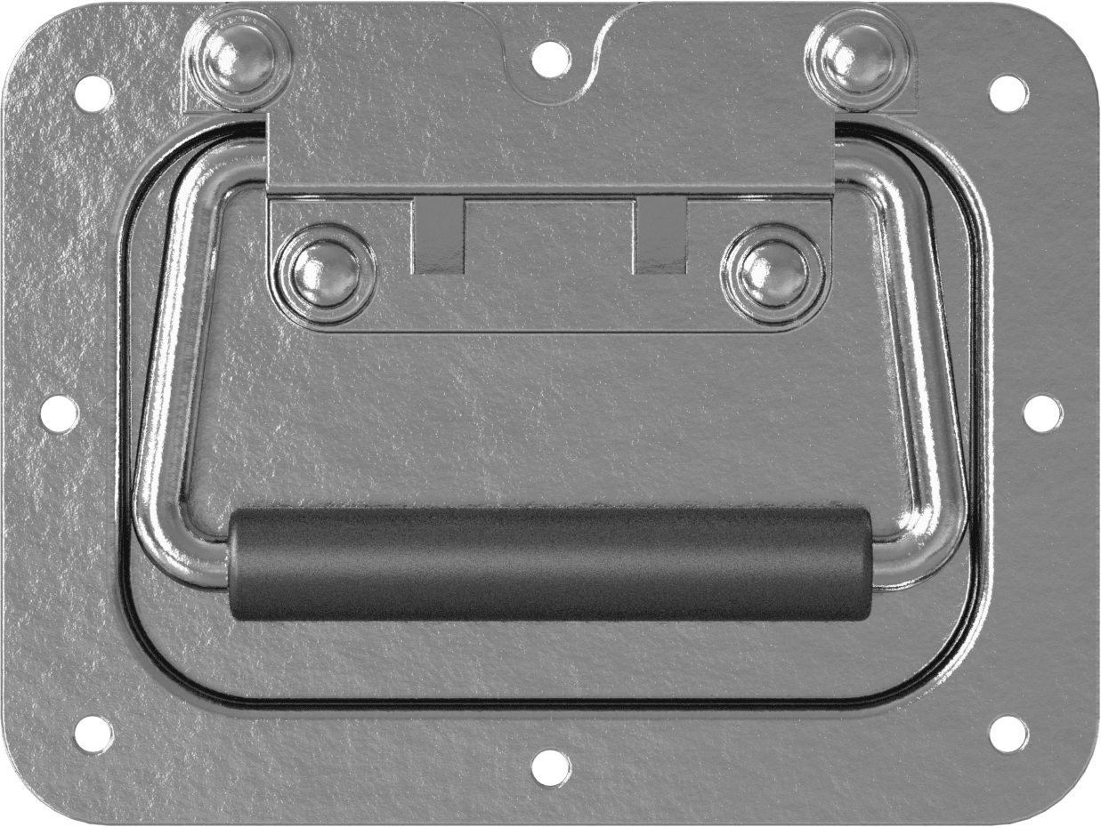 Montaj Plakalı Katlanabilir Yuvarlak Çekme Kolu, Mat Çinko Kaplı Çelik, 3-3/4" Geniş Sap