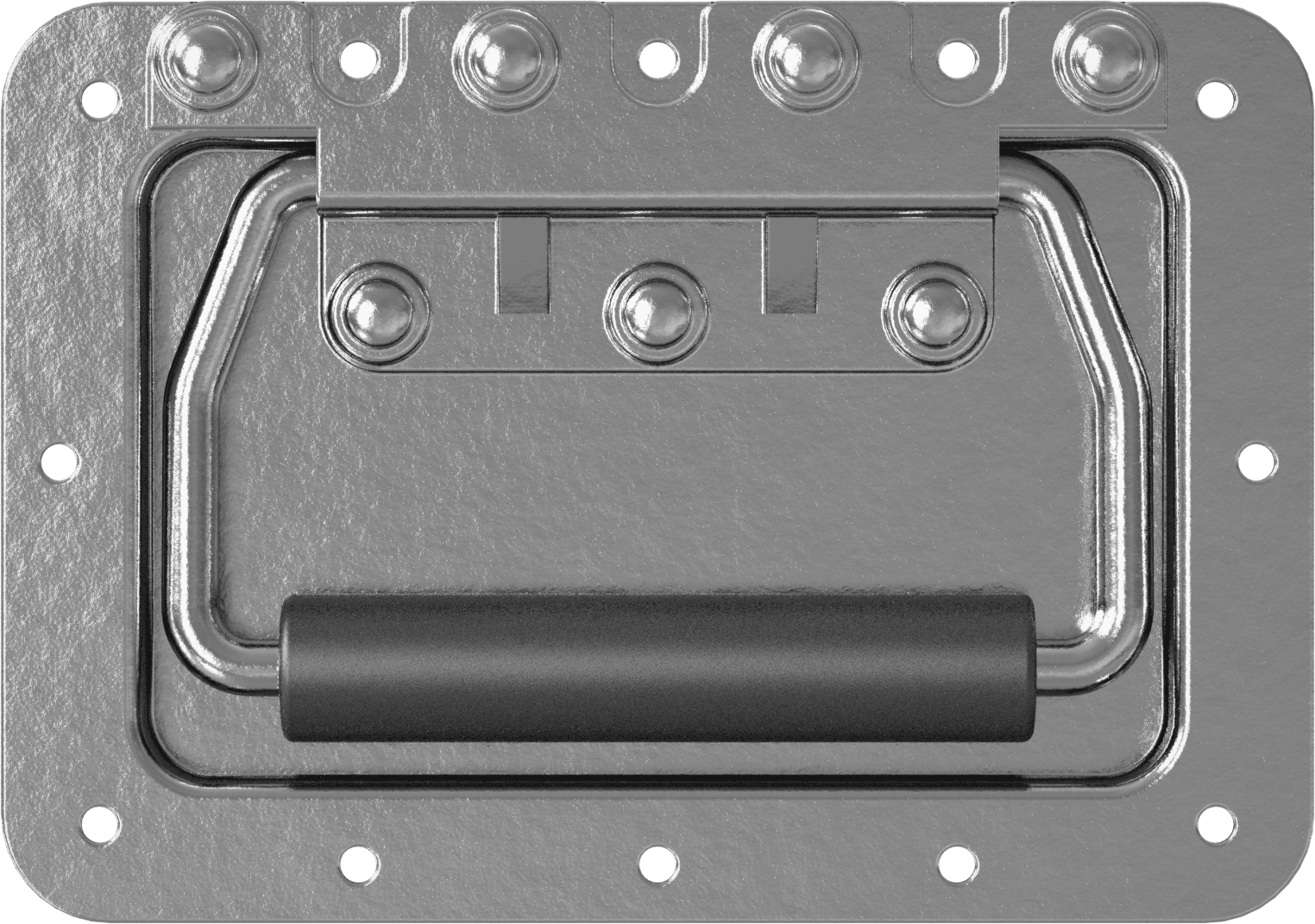 Montaj Plakalı Katlanabilir Yuvarlak Çekme Kolu, Mat Çinko Kaplı Çelik, 4-3/4" Tutamak Genişliği, 9/16" Arka Çıkıntı
