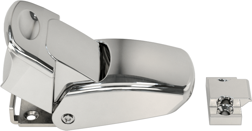 Çekme Mandalı, Vida ile Sabitleme, Krom Kaplı Çinko, 3-5/16“ Uzunluk x 1-3/8” Genişlik