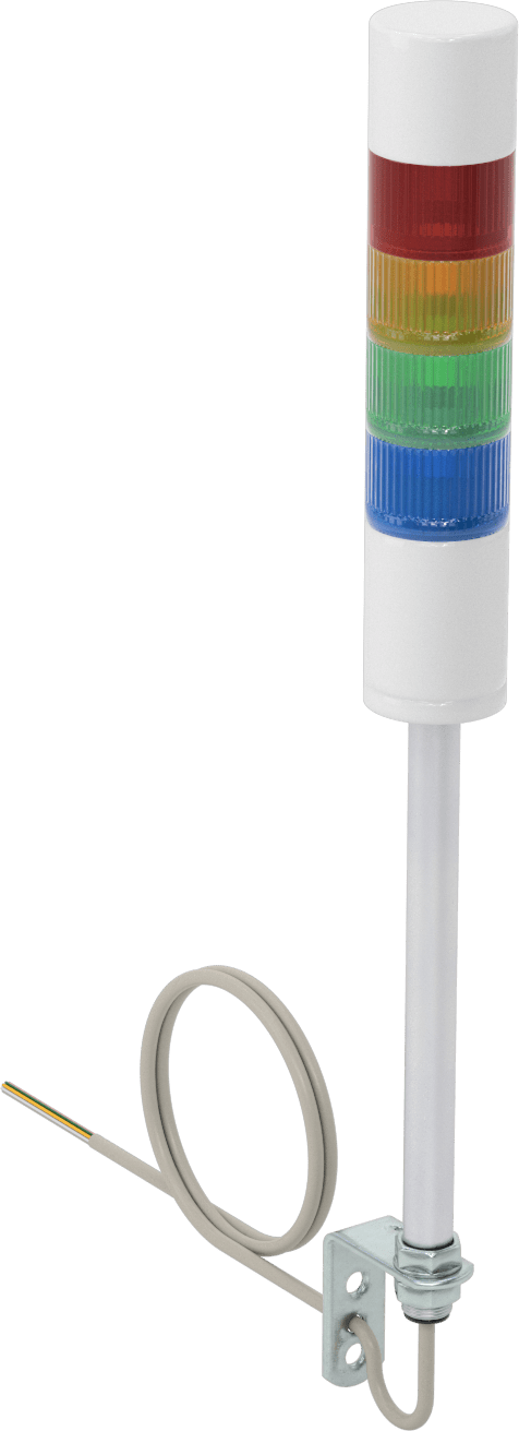 LED Sinyal Kulesi, Sesli Alarm ile, 24V DC, 4 Işık, Mavi/Yeşil/Kırmızı/Sarı