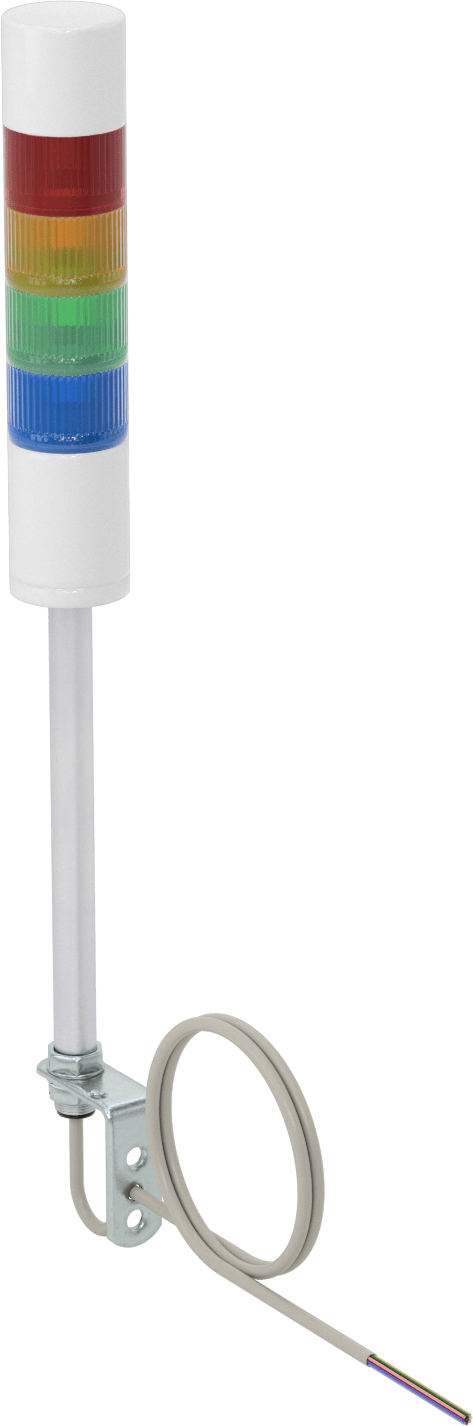 LED Sinyal Kulesi, Sesli Alarm ile, 24V DC, 4 Işık, Mavi/Yeşil/Kırmızı/Sarı