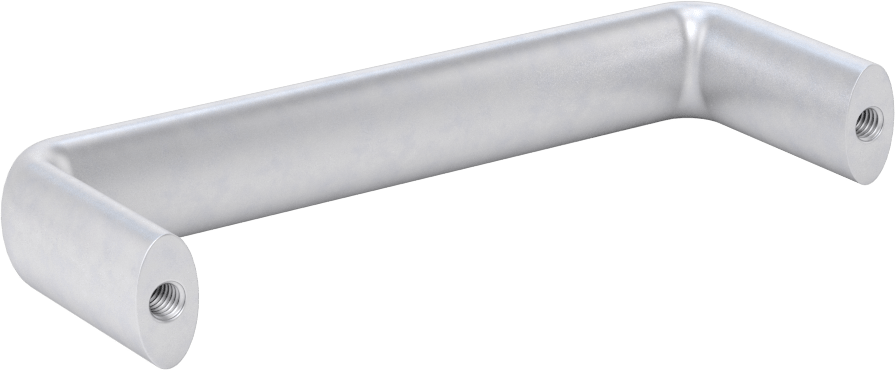 Dişli Delikli Montajlı Oval Çekme Kolu, Mat Alüminyum, 4" Merkezden Merkeze Genişlik, 1-1/2" Çıkıntı
