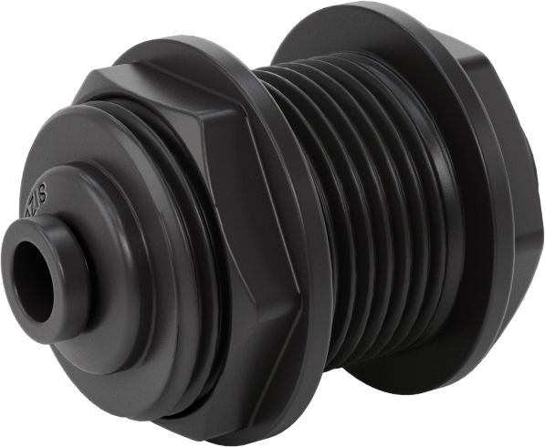 Kimyasallar için Bas-Bağlan Boru Bağlantı Parçası, PVDF Duvar Geçişli Redüktör, 3/8“ x 1/4” Dış Çaplı Boru için
