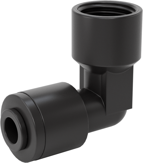 Kimyasallar için Bas-Bağlan Boru Bağlantı Parçası, PVDF 90 Derece Dirsek, 1/4" Boru Dış Çapı x 1/4 NPTF Dişi
