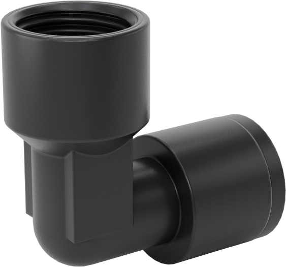 Kimyasallar için Bas-Bağlan Boru Bağlantı Parçası, PVDF 90 Derece Dirsek, 1/4" Boru Dış Çapı x 1/4 NPTF Dişi