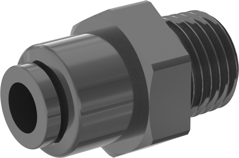 Kimyasallar için Bas-Bağlan Boru Bağlantı Parçası, Düz Adaptör, 1/4" Boru Dış Çapı x 1/4 NPTF Erkek için