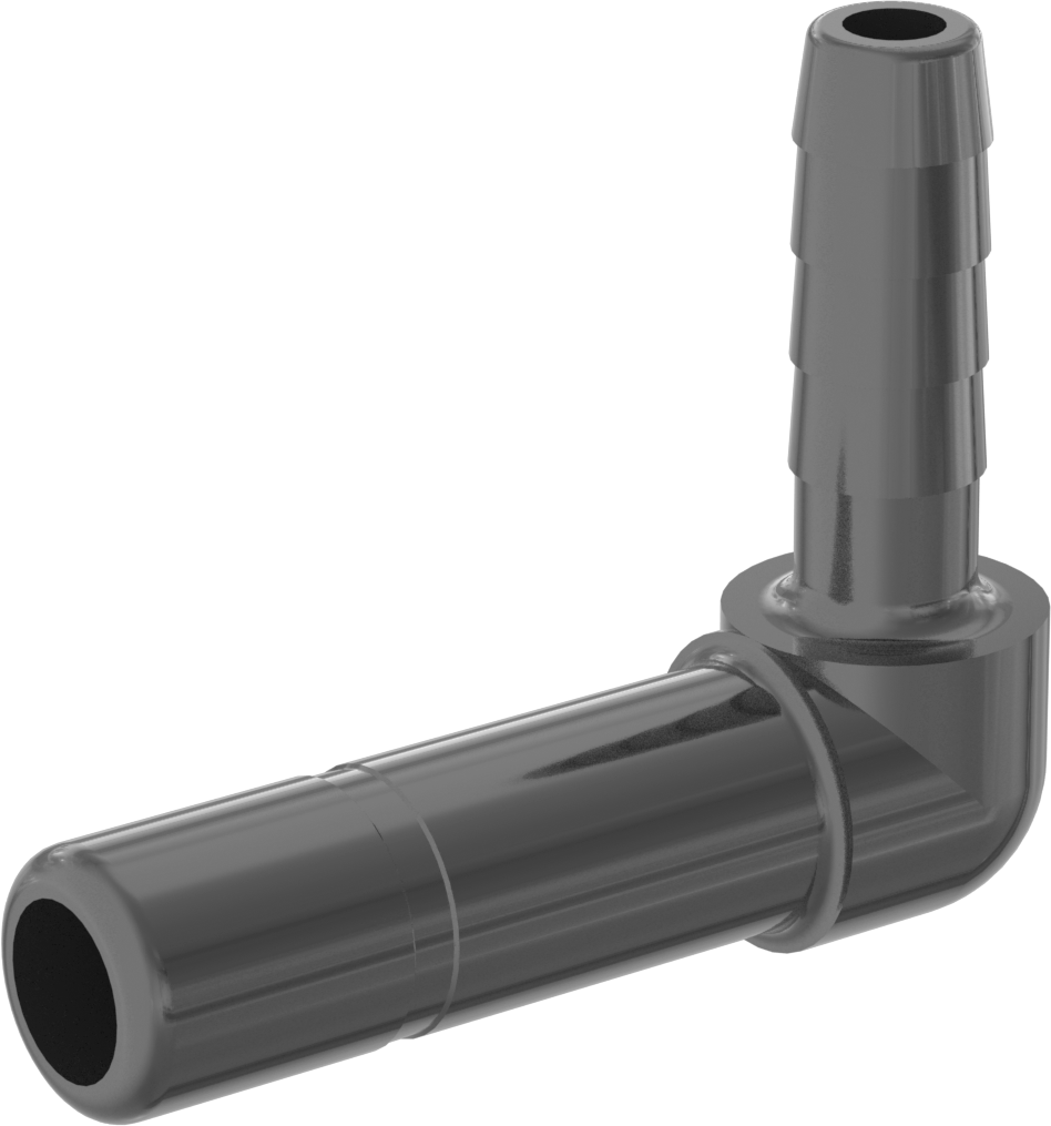Kimyasallar için Bas-Bağlan Boru Bağlantı Parçası, PVDF Dirsek, 3/8" Boru Gövde Dış Çapı, 1/4" Dikenli Boru İç Çapı için