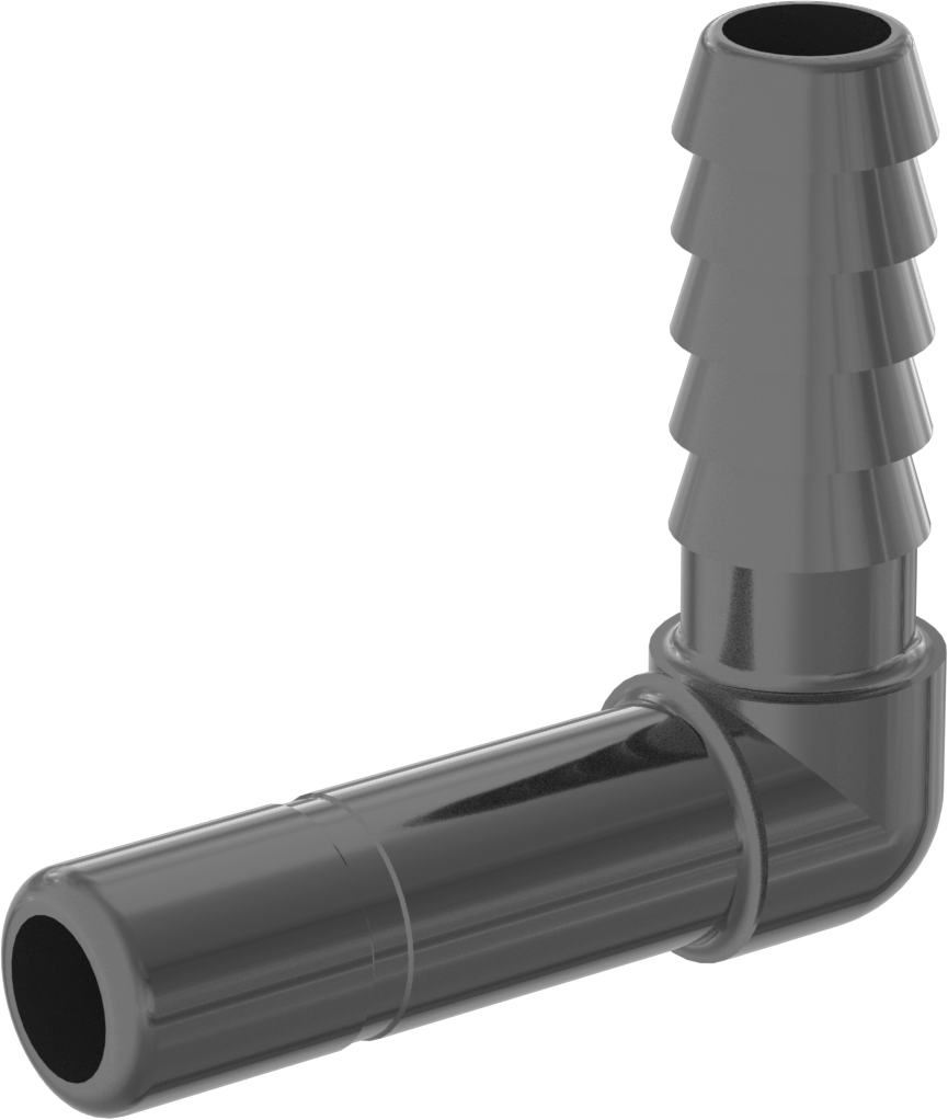 Kimyasallar için Bas-Bağlan Boru Bağlantı Parçası, PVDF Dirsek, 3/8" Boru Gövde Dış Çapı, 3/8" Dikenli Boru İç Çapı için