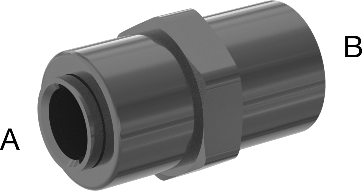 Kimyasallar için Bas-Bağlan Boru Bağlantı Parçası, PVDF Redüksiyon Adaptörü, 3/8" Boru Dış Çapı için, 7/16"-20 Dişi