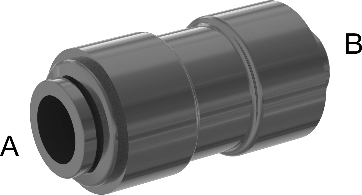Kimyasallar için Bas-Bağlan Boru Bağlantı Parçası, PVDF Düz Redüktör, 3/8“ x 1/4” Dış Çaplı Boru için