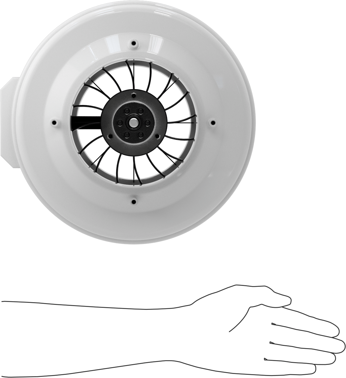 Doğrudan Tahrikli Fan, 6" çaplı kanal için, 2450 rpm Motor Hızı