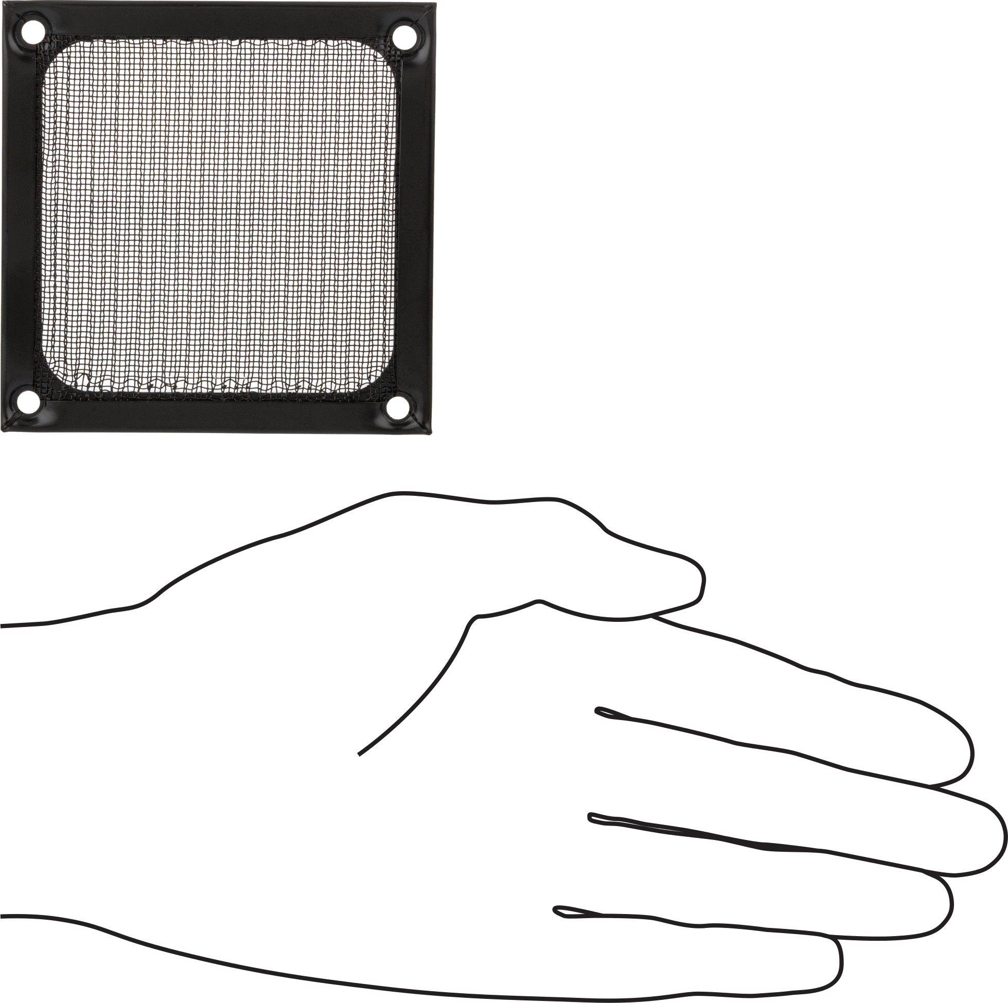 Ekipman Soğutma Fanı Koruyucusu, Ekranlı, Siyah Oksit Çerçeve, Mesh, 3,15" Kare Fanlar için