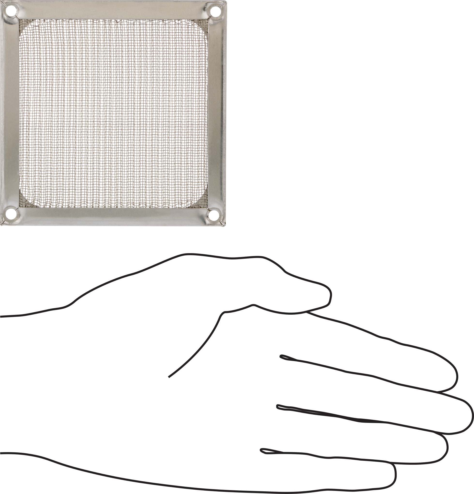 Ekipman Soğutma Fanı Koruyucusu, Ekranlı, Mesh, 3,62" Kare Fanlar için