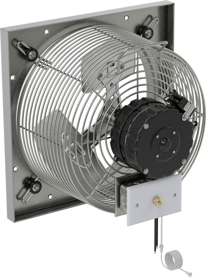 Toz Geçirmez Doğrudan Tahrikli Duvara Monte Egzoz Fanı, 12 inç çapında bıçaklı, 120V AC, 825 CFM Hava Akışı