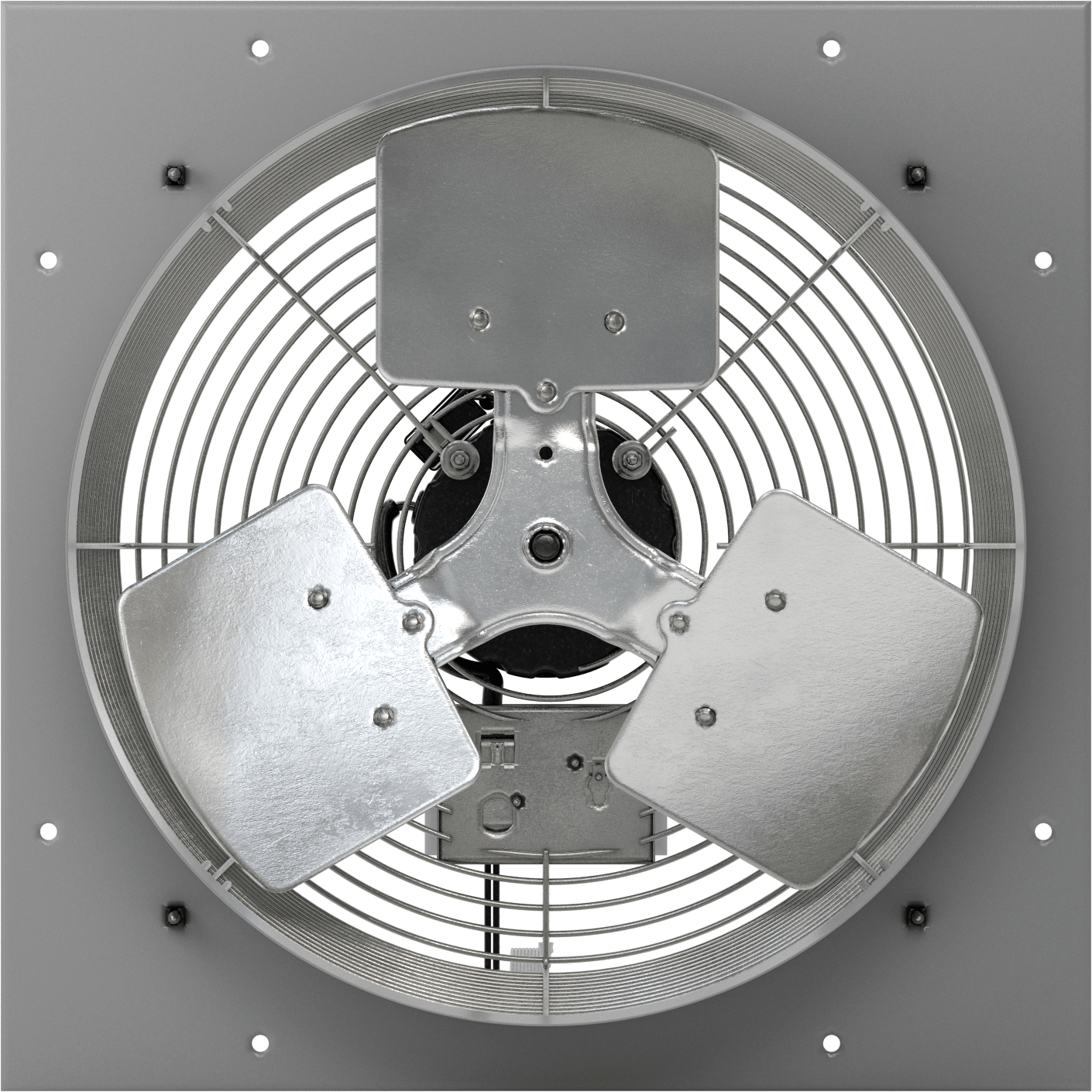 Toz Geçirmez Doğrudan Tahrikli Duvara Monte Egzoz Fanı, 16" Çaplı Bıçaklı, 120V AC, 2100 CFM Hava Akışı