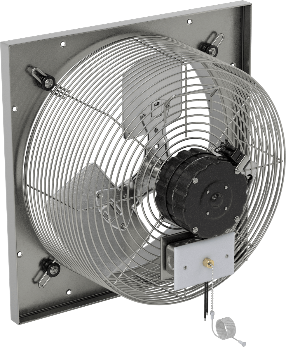 Toz Geçirmez Doğrudan Tahrikli Duvara Monte Egzoz Fanı, 16" Çaplı Bıçaklı, 120V AC, 2100 CFM Hava Akışı