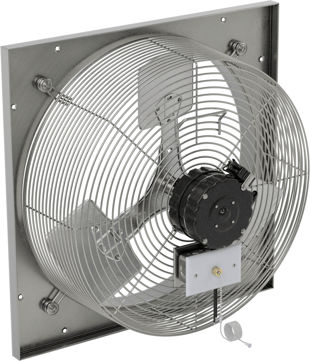 Toz Geçirmez Doğrudan Tahrikli Duvara Monte Egzoz Fanı, 20" Çaplı Bıçaklı, 120V AC, 2925 CFM Hava Akışı