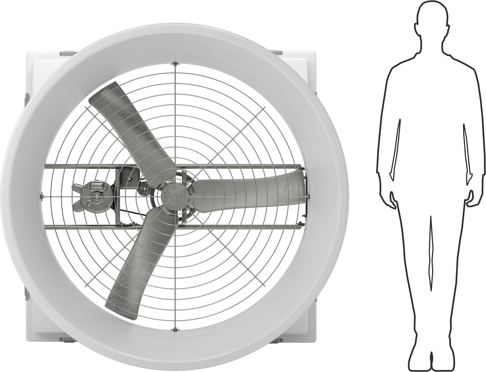 Dış Duvara Monte Egzoz Fanı, 50" Bıçak Çapı ile, 230/460V AC