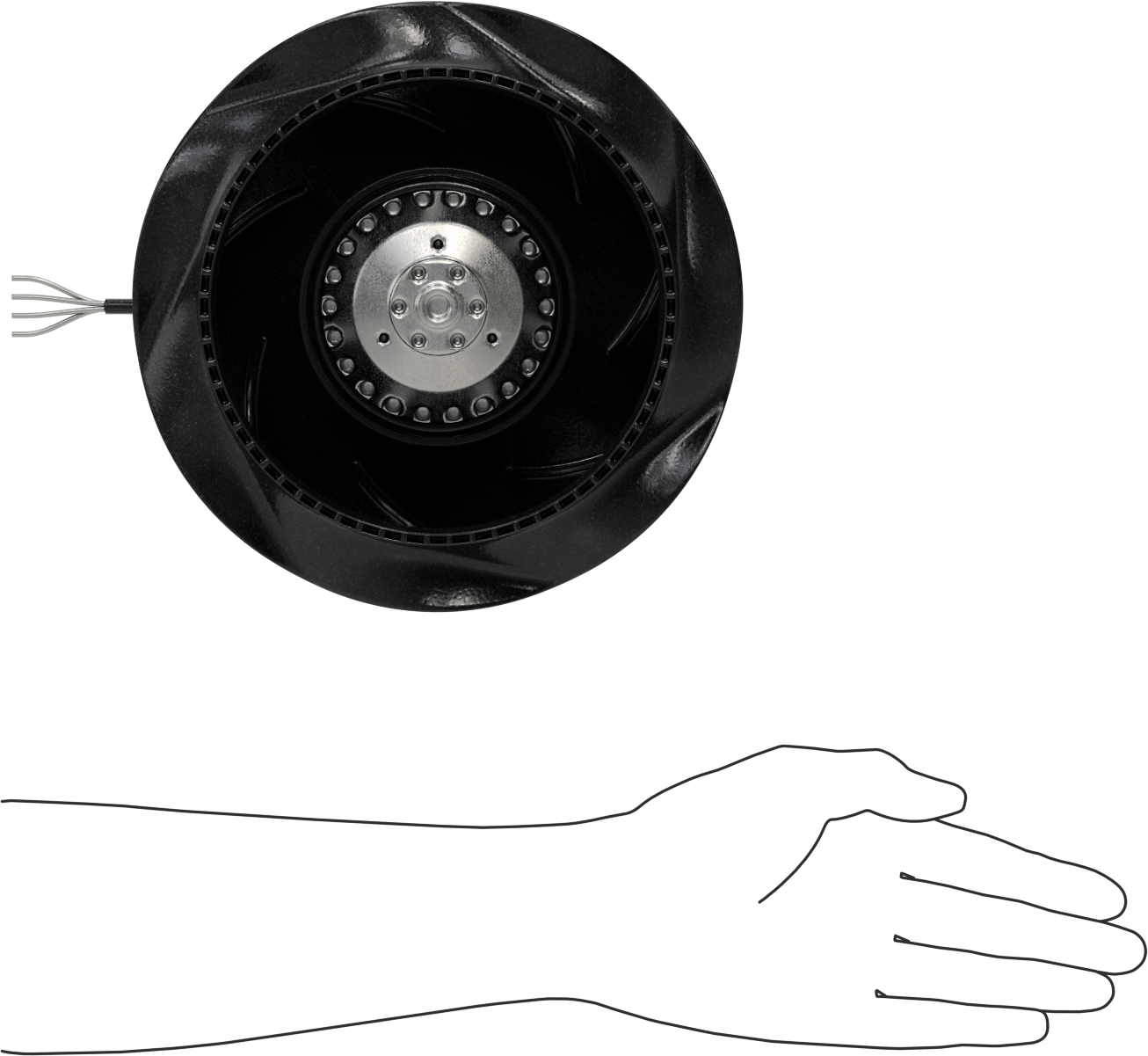 Yuvarlak Kenar Akışlı Ekipman Soğutma Üfleyici, 115V AC, 50/60Hz, 8,66 inç Toplam Çap