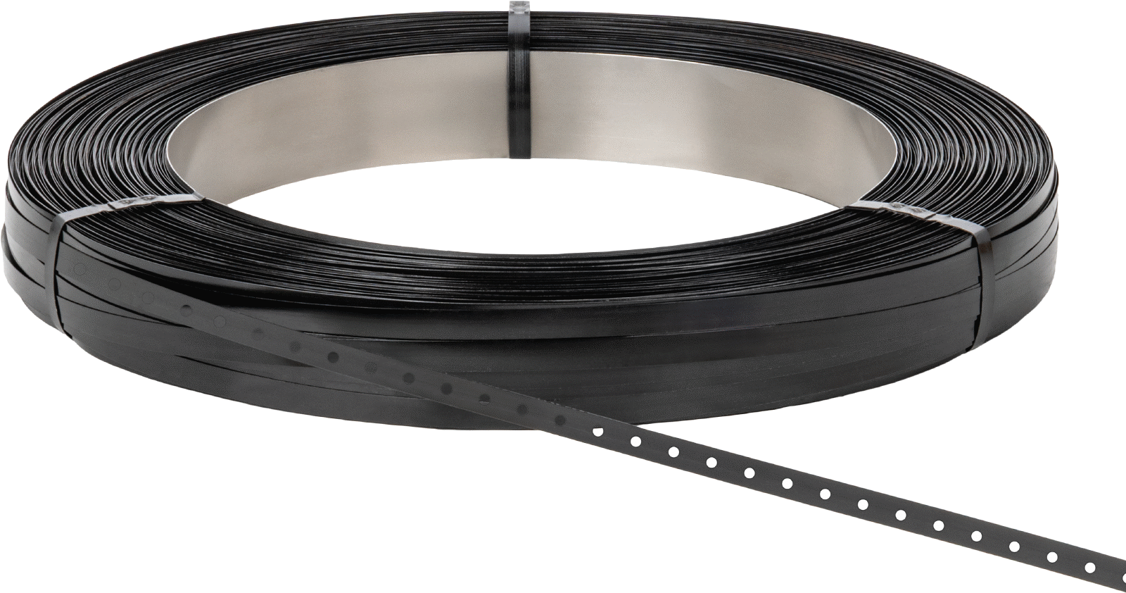 Boyalı Düşük Karbonlu Çelik Çember, Delikli, Standart Bobin, 3/4“ Genişlik x 0,020” Kalınlık, 1960 fit uzunluk