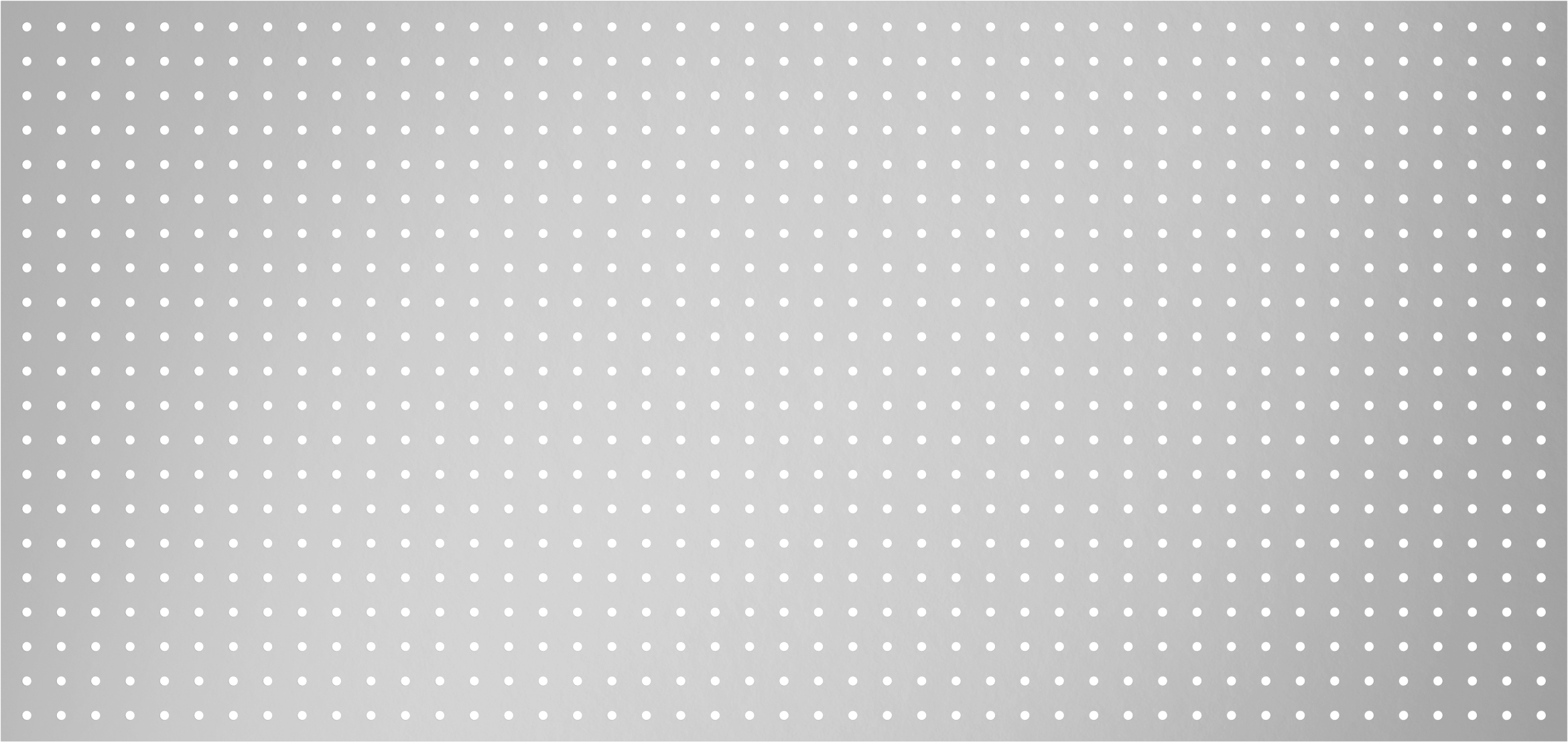 Ağır Hizmet Tipi Delikli Pano, Mat Alüminyum, 9/32" Çaplı Delikler, 45-1/2“ Genişlik x 21-1/2” Yükseklik