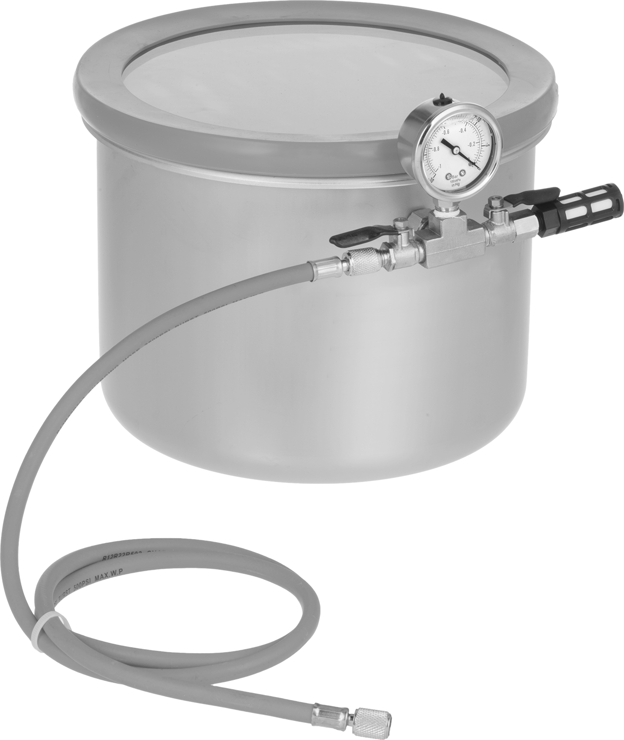 Vacuum Container, 304 Stainless Steel with Side-Mount Gauge, Acrylic Lid with Seal, 3 Gallon