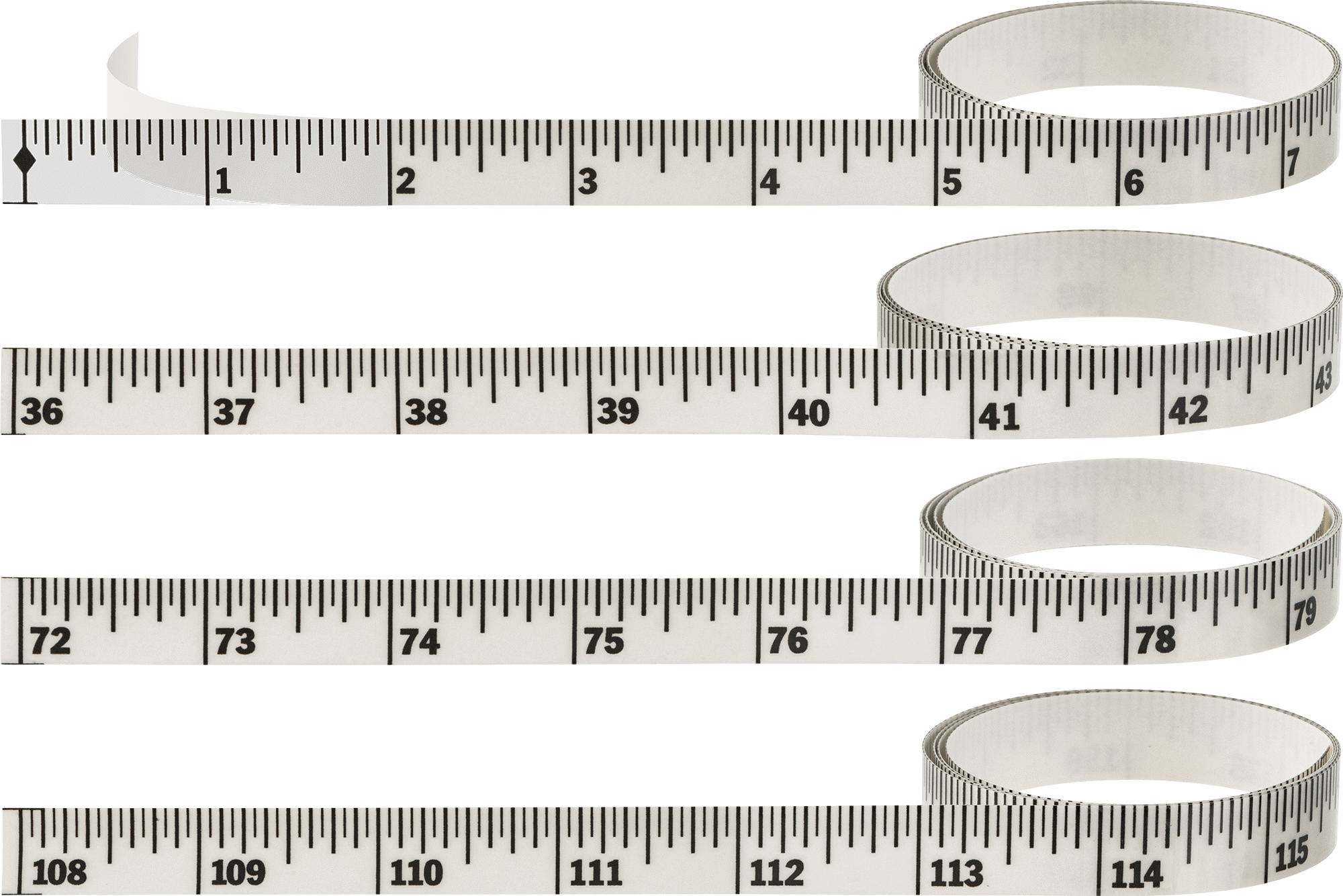 Yapışkan Arka Yüzeyli Şeffaf Plastik Cetvel, Soldan Sağa Okunur, İnç Ölçekleri, 6 Fit Uzunluk, 1/2" Genişlik