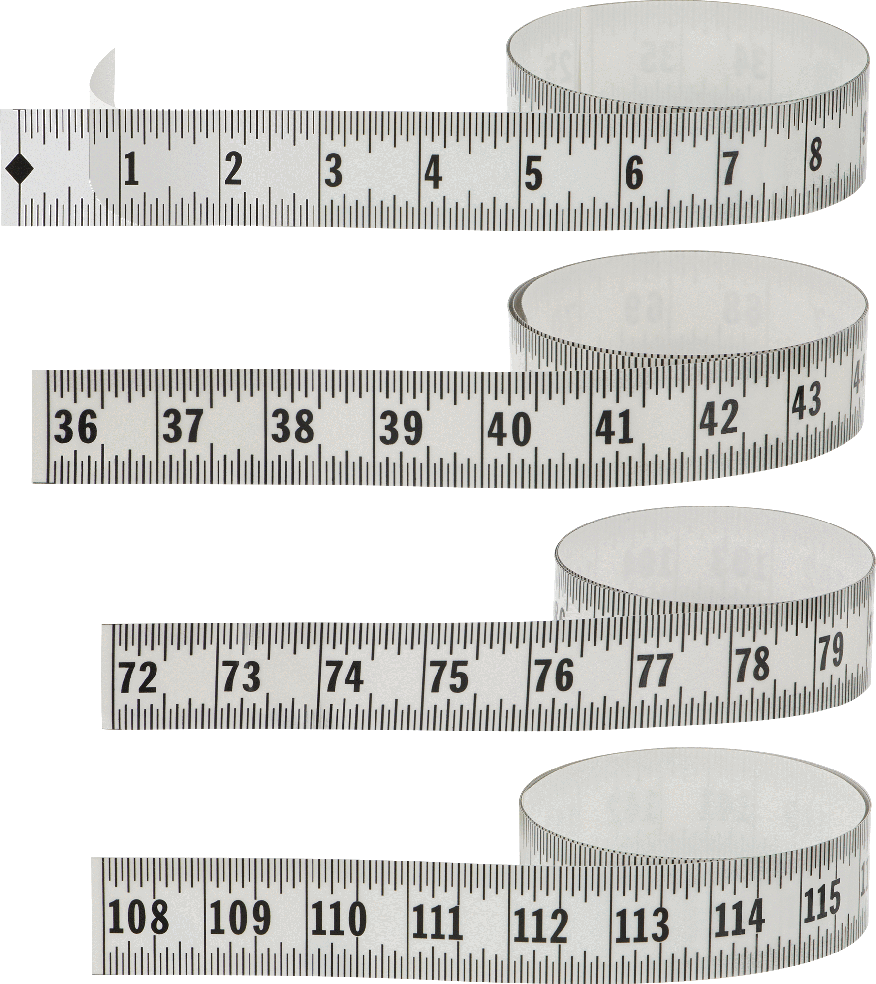 Yapışkan Arka Yüzeyli Şeffaf Plastik Cetvel, Soldan Sağa Okunur, İnç Ölçekleri, 12 Fit Uzunluk, 1-1/4" Genişlik