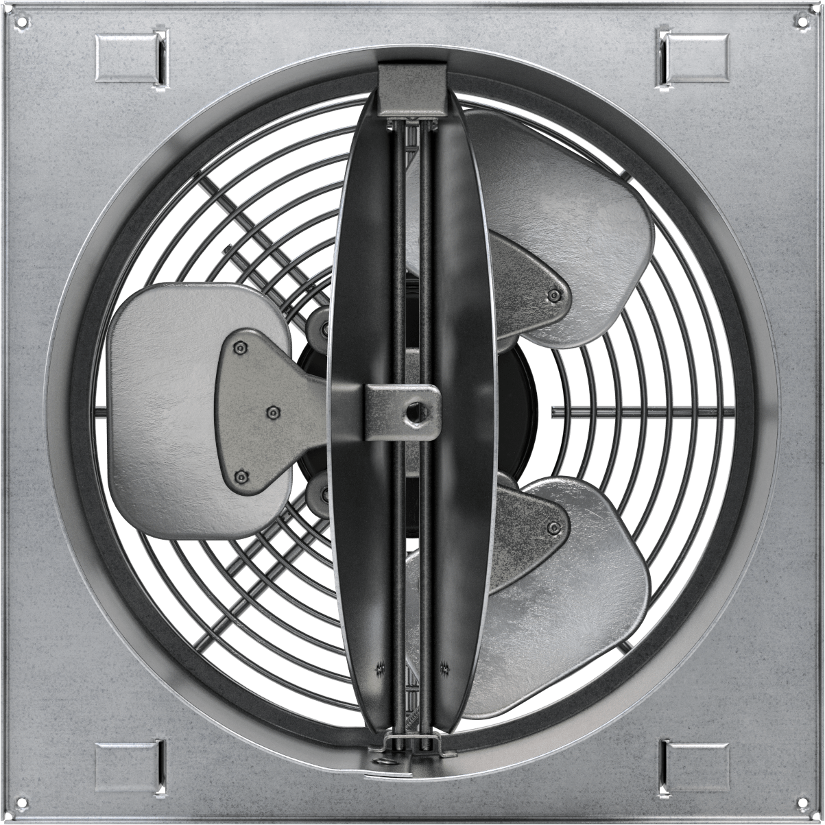 Doğrudan Tahrikli Duvara Monte Egzoz Fanı, 120/230V AC, Tamamen Kapalı, 12" Bıçak Çapı