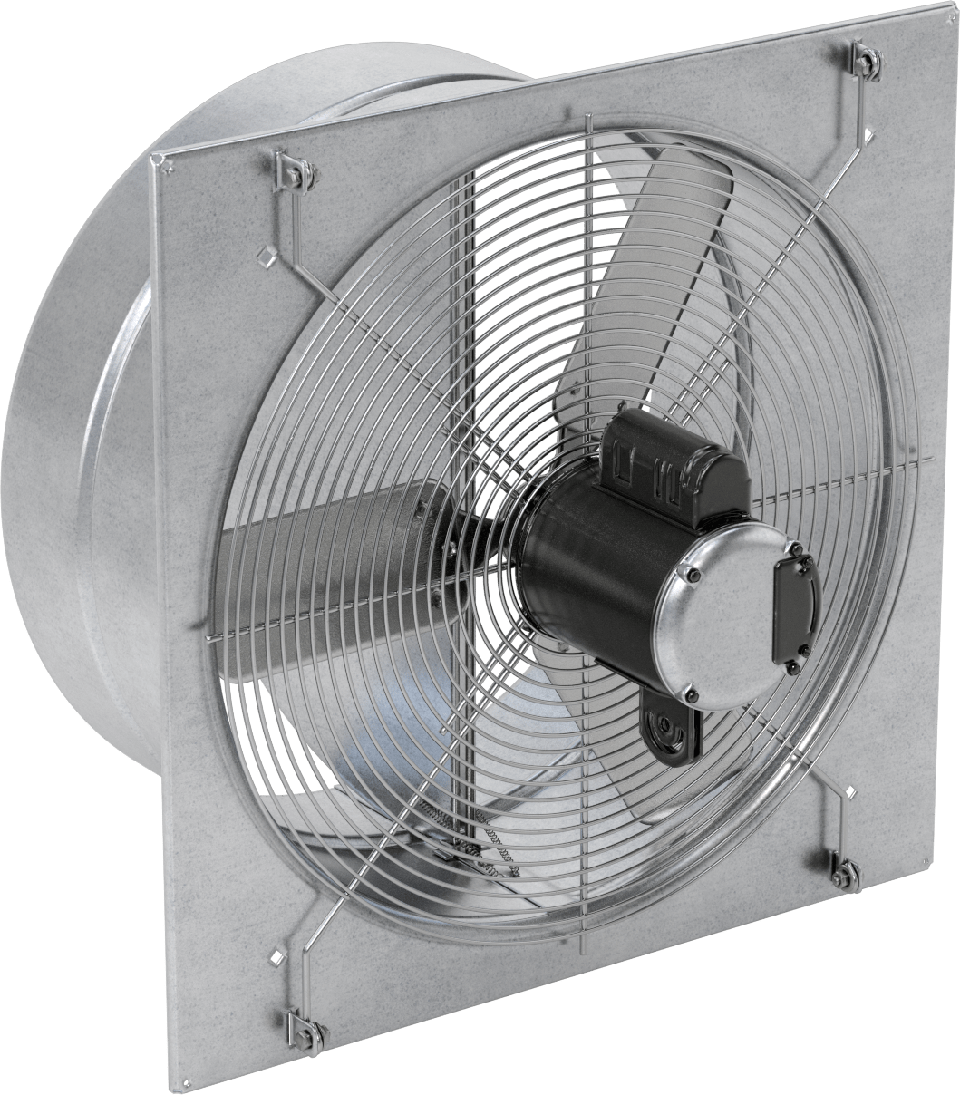 Doğrudan Tahrikli Duvara Monte Egzoz Fanı, 120/230V AC, Tamamen Kapalı, 24" Bıçak Çapı