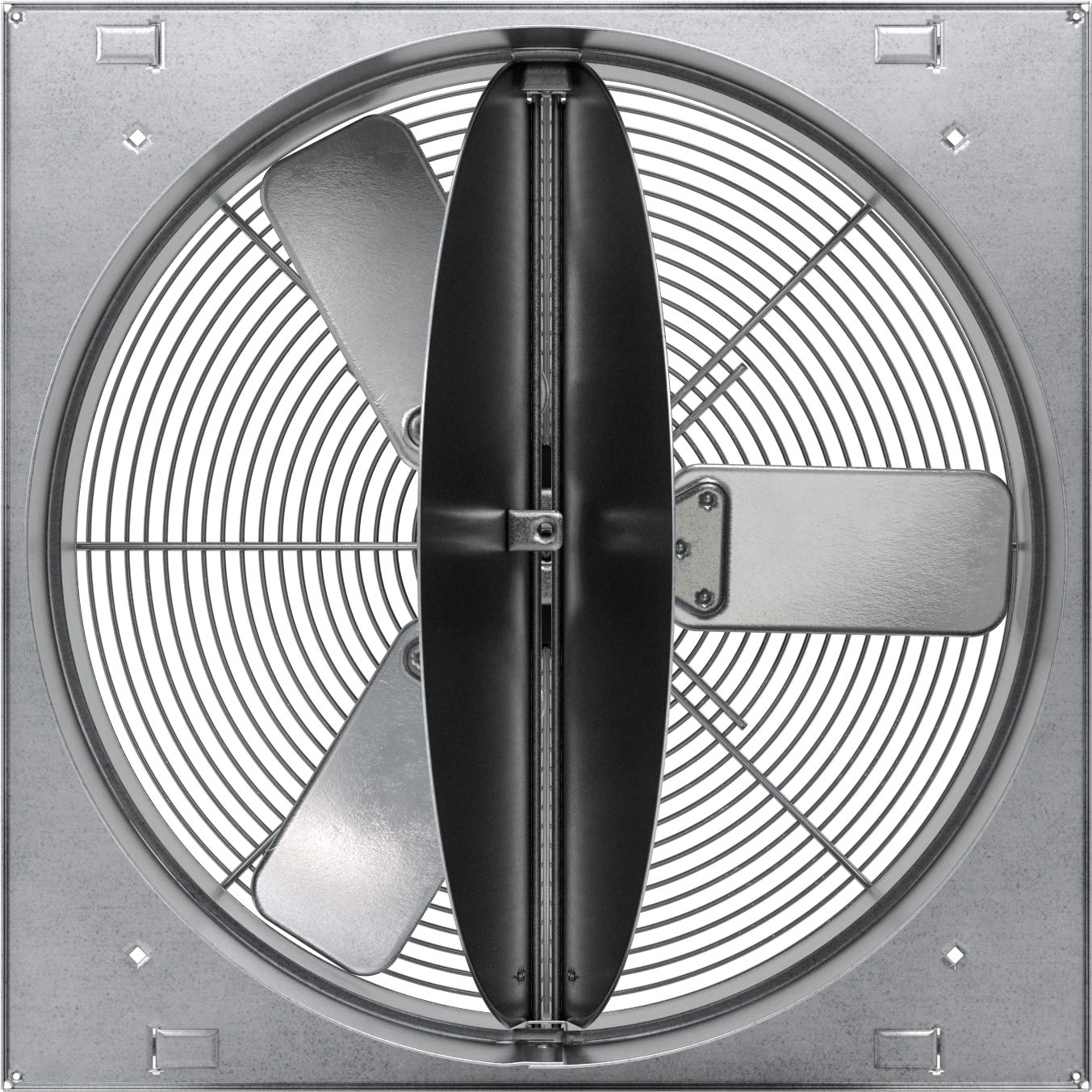 Doğrudan Tahrikli Duvara Monte Egzoz Fanı, 120/230V AC, Tamamen Kapalı, 24" Bıçak Çapı
