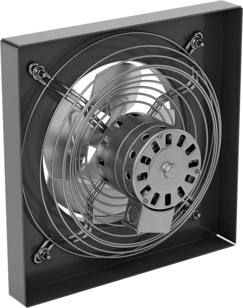 Doğrudan Tahrikli Duvara Monte Egzoz Fanı, 120V AC, Damlamaya Dayanıklı Açık, 10" Bıçak Çapı