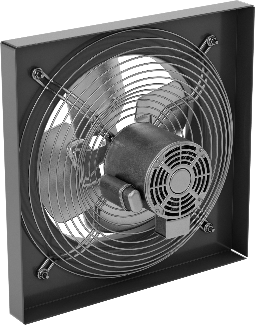 Doğrudan Tahrikli Duvara Monte Egzoz Fanı, 120V AC, Damlamaya Dayanıklı Açık, 14" Bıçak Çapı