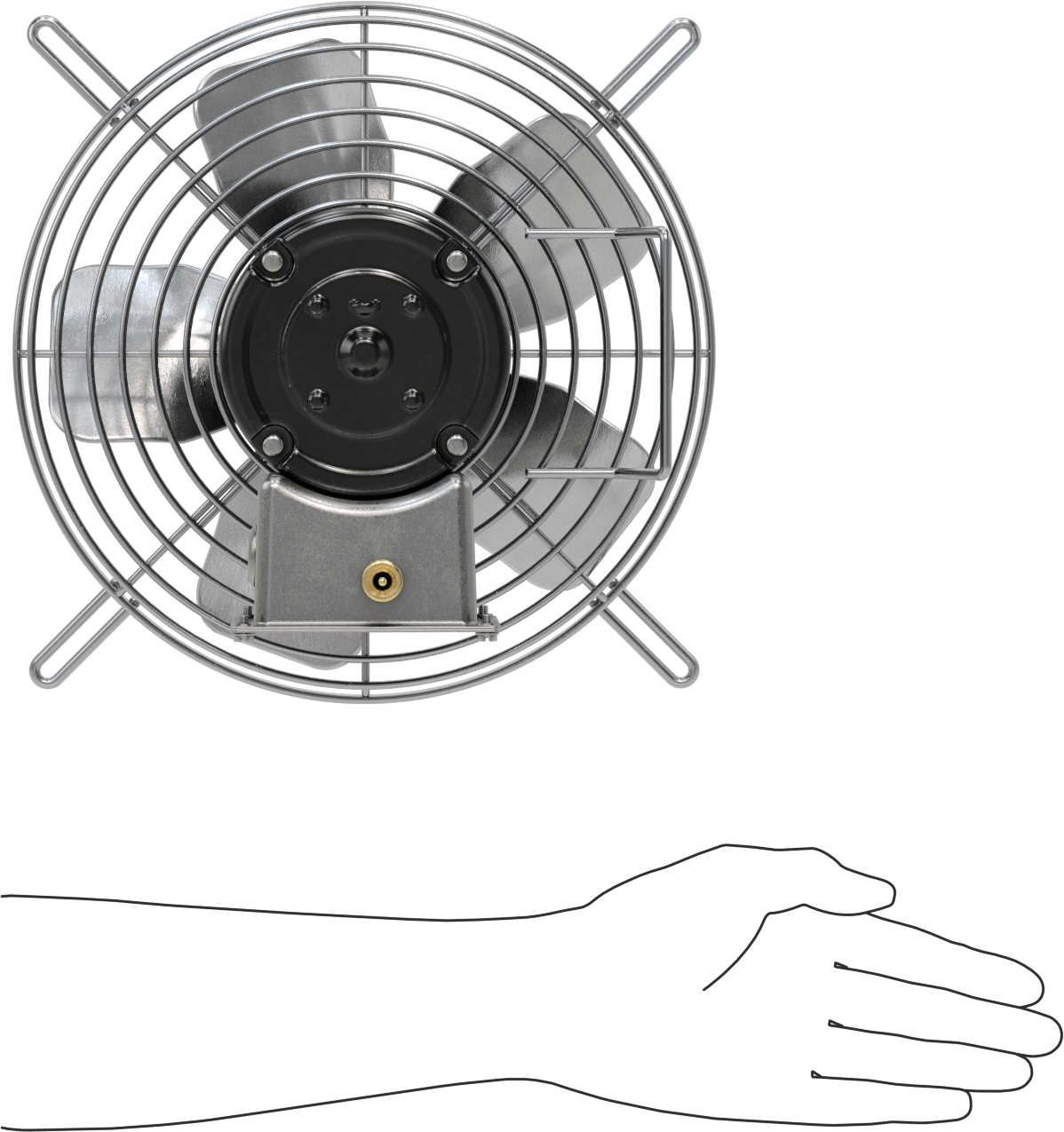 Doğrudan Tahrikli Duvara Monte Egzoz Fanı, 120V AC, Tamamen Kapalı, 10-1/8" Bıçak Çapı