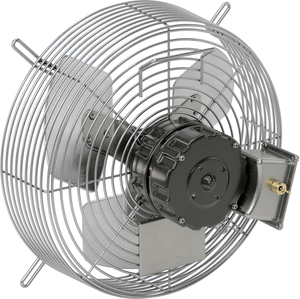 Doğrudan Tahrikli Duvara Monte Egzoz Fanı, 120V AC, Tamamen Kapalı, 13-1/2" Bıçak Çapı