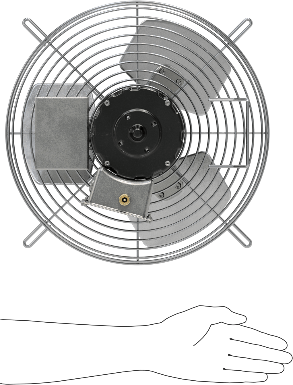 Doğrudan Tahrikli Duvara Monte Egzoz Fanı, 120V AC, Tamamen Kapalı, 13-1/2" Bıçak Çapı