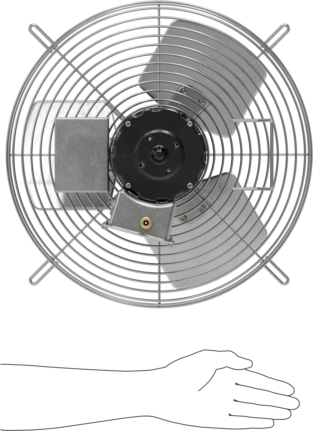 Doğrudan Tahrikli Duvara Monte Egzoz Fanı, 120V AC, Tamamen Kapalı, 15-1/2" Bıçak Çapı