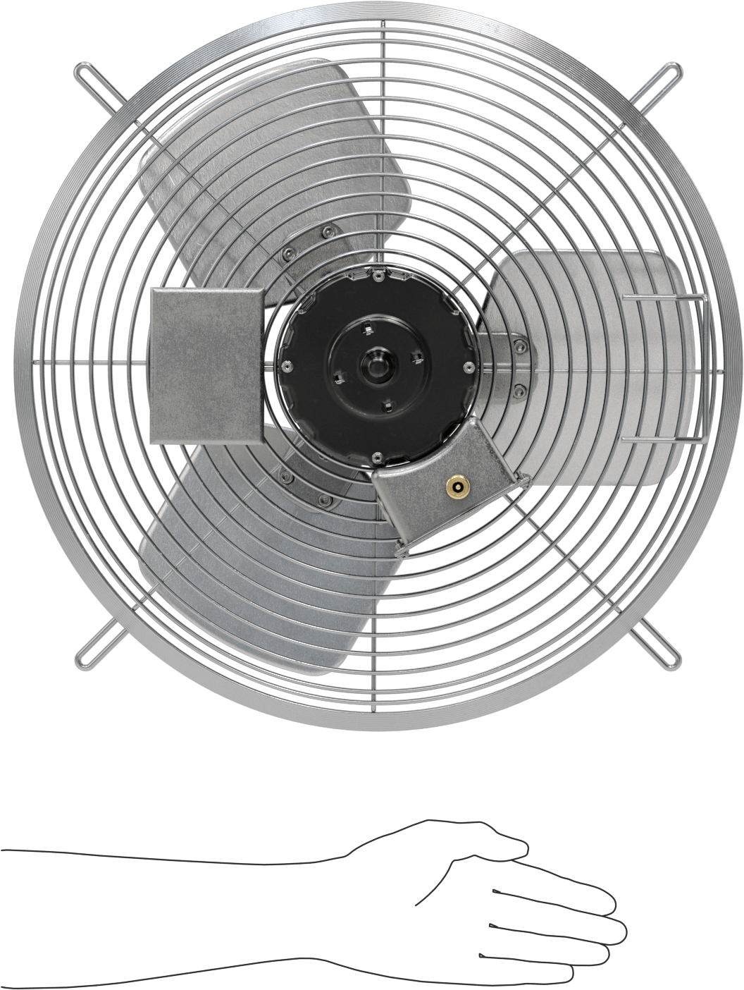 Doğrudan Tahrikli Duvara Monte Egzoz Fanı, 120V AC, Tamamen Kapalı, 17" Bıçak Çapı