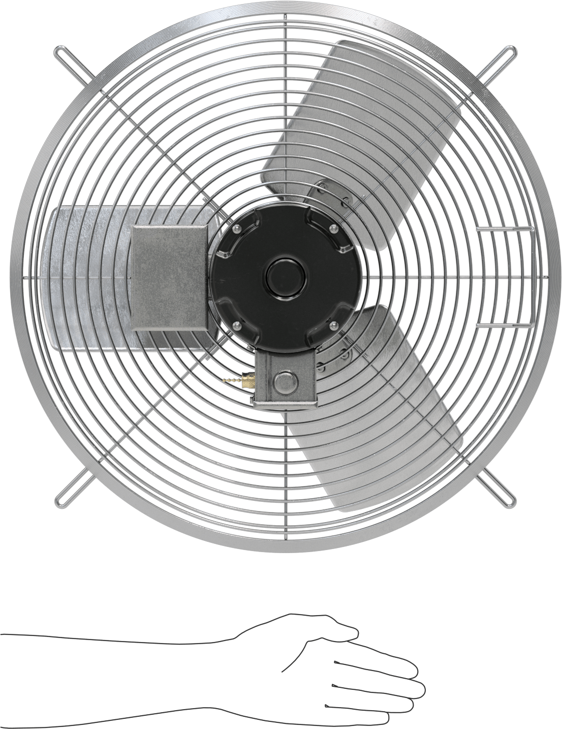 Doğrudan Tahrikli Duvara Monte Egzoz Fanı, 120V AC, Tamamen Kapalı, 20 inç Bıçak Çapı
