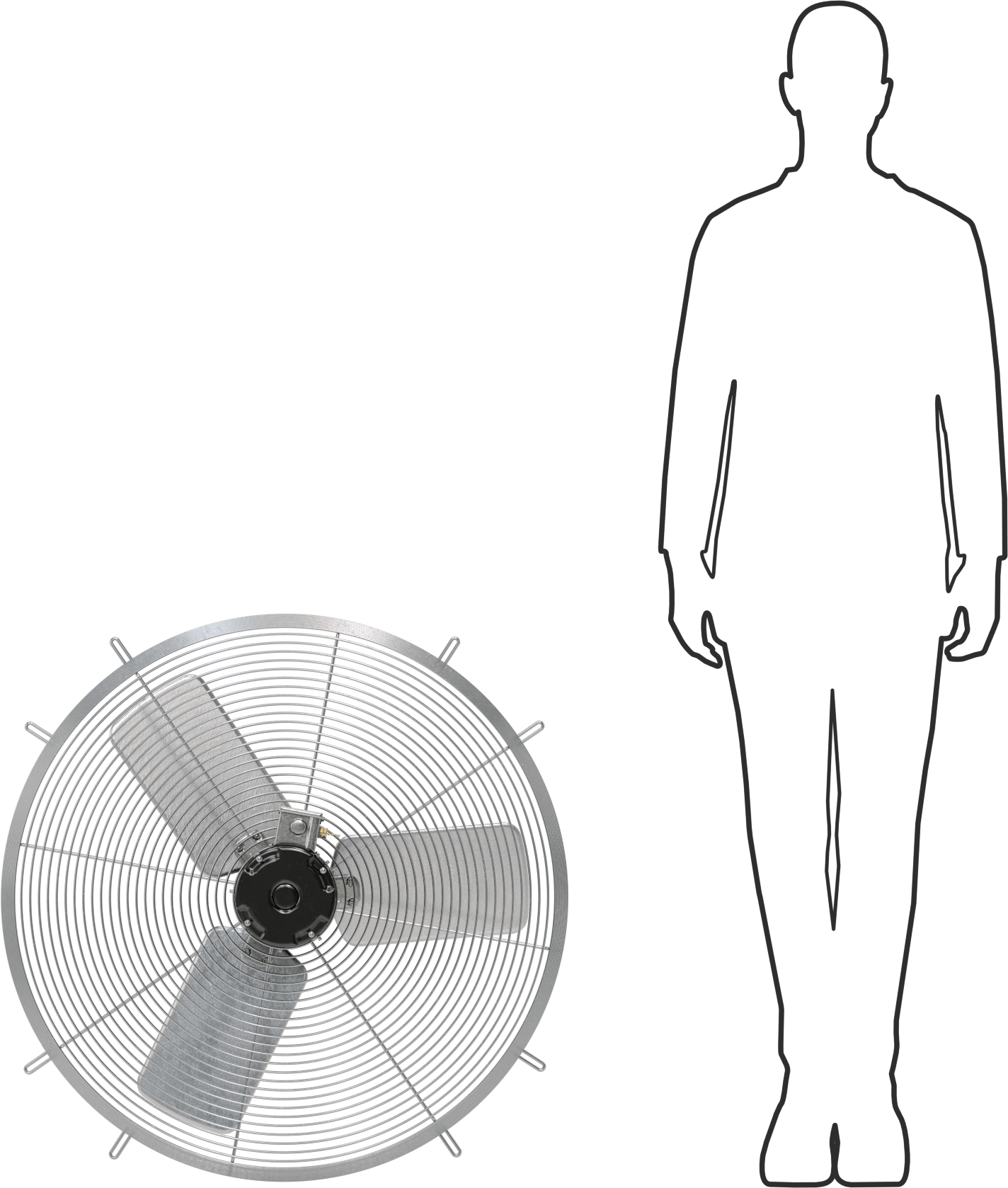 Doğrudan Tahrikli Duvara Monte Egzoz Fanı, 120V AC, Tamamen Kapalı, 27-7/8" Bıçak Çapı