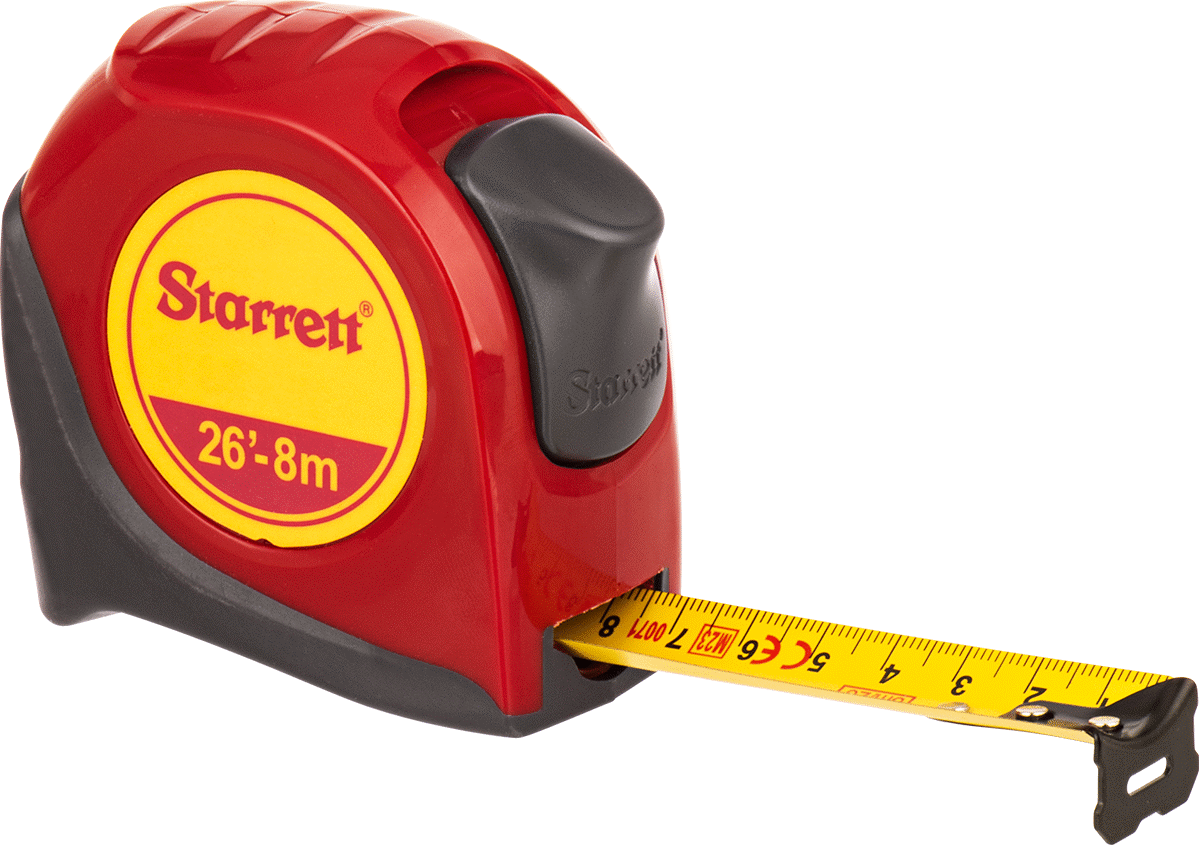 Kalibrasyon Sertifikalı Starrett Şerit Metre, Starrett Model Numarası Ktx1-26-ME-N/SLC, 26 Fit/8 M Uzunluk