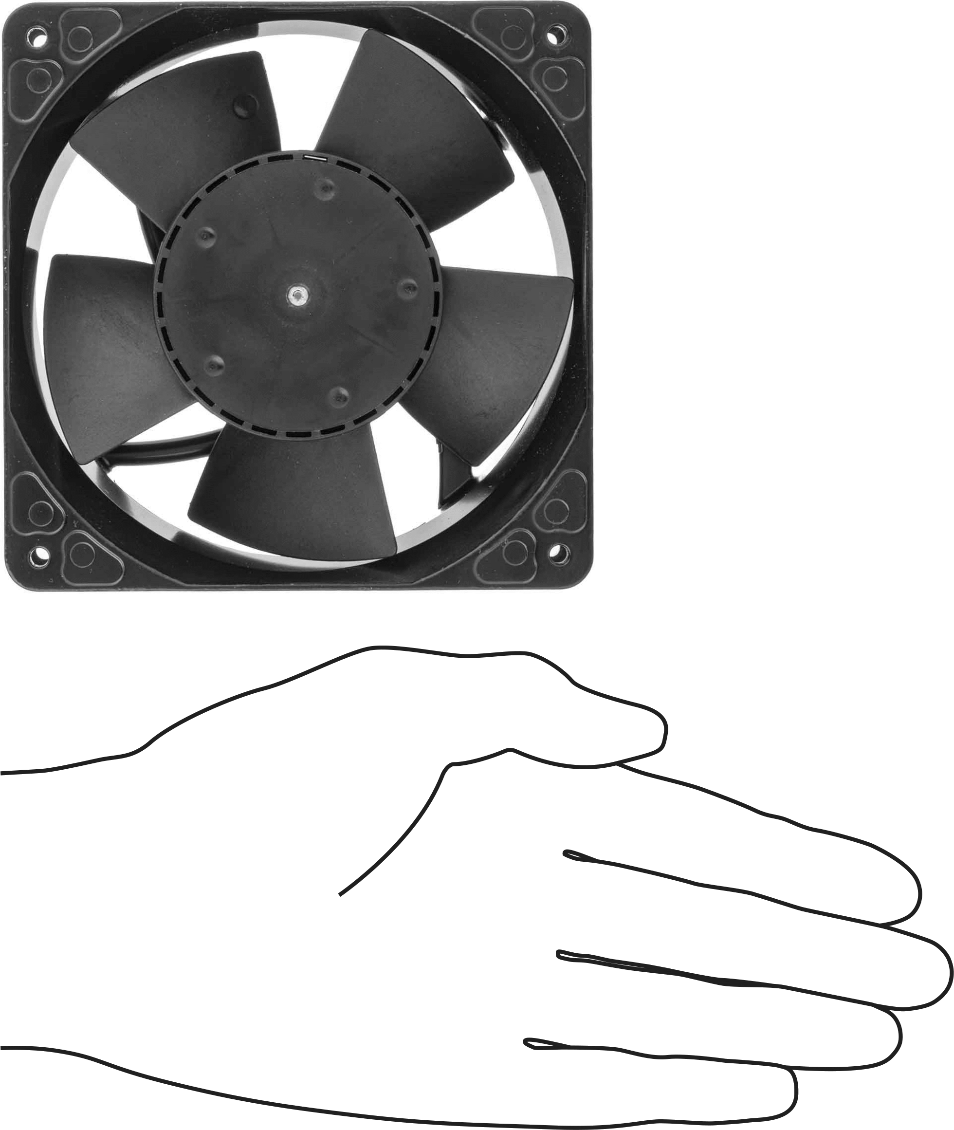 Düşük Gerilim Ekipman Soğutma Fanı, 12V DC, Hızlı Ayrılabilir Terminal, 4,69 inç Kare x 1,5 inç Derinlik Toplam, 105 CFM