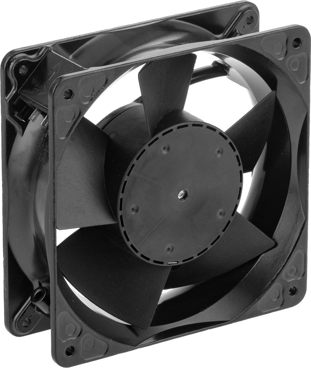 Düşük Gerilim Ekipman Soğutma Fanı, 12V DC, Hızlı Ayrılabilir Terminal, 4,69 inç Kare x 1,5 inç Derinlik Toplam, 105 CFM