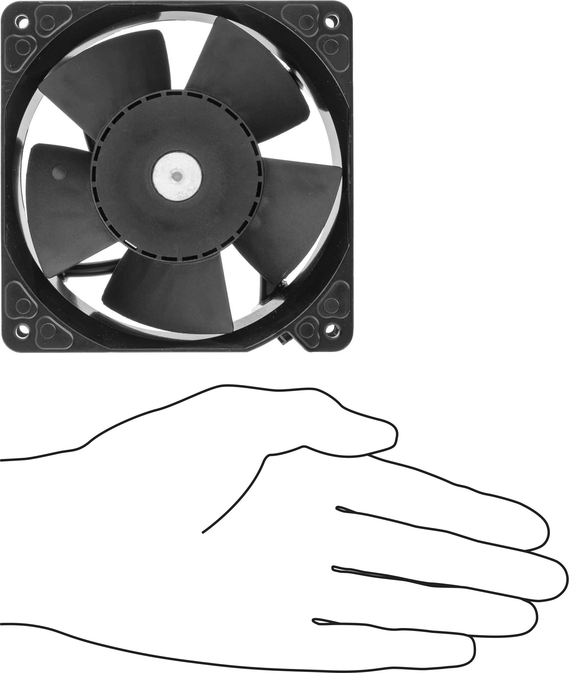 Düşük Gerilim Ekipman Soğutma Fanı, 12 V DC, Kablolu, 4,69 inç Kare x 1,5 inç Derinlik Toplam, 205 CFM