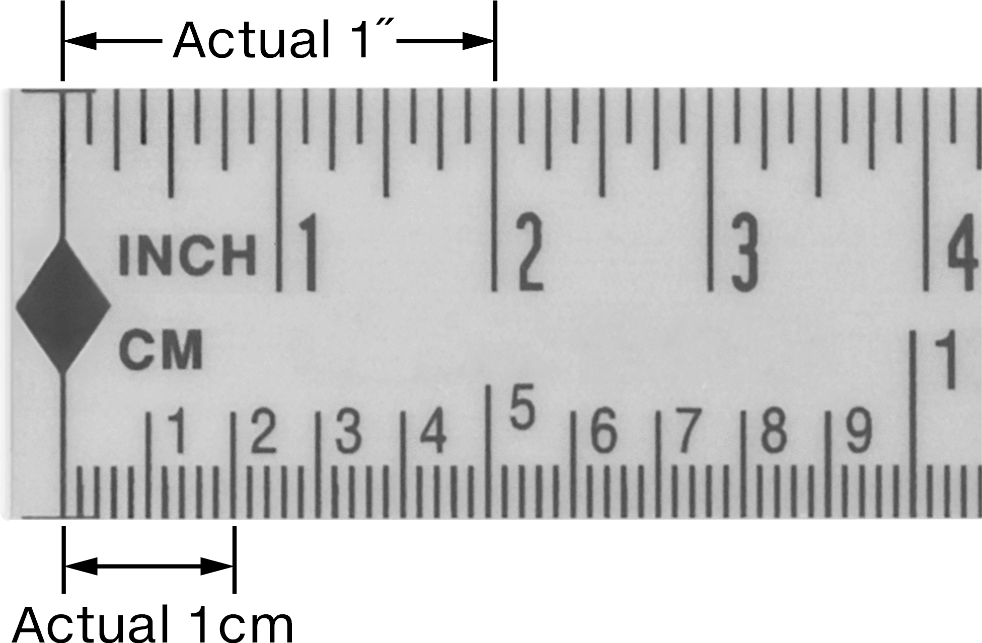 Yarım Ölçülü Yapışkan Sırtlı Cetvel, Inch/cm, Soldan Sağa Okuma, 4-1/8 Fit/1,2 M Uzunluk