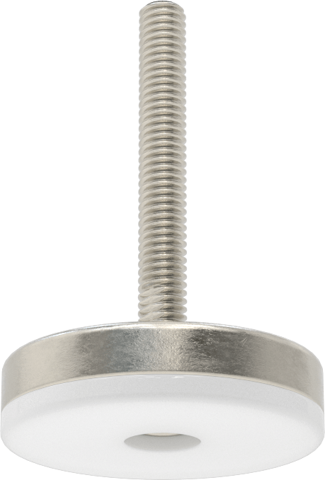 Naylon Yastıklı 303 Paslanmaz Çelik Sert Seviyeleme Montaj Parçası, 2“ Uzunlukta 5/16”-18 Dişli Saplama, 2" Taban Çapı