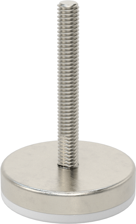 Naylon Yastıklı 303 Paslanmaz Çelik Sert Seviyeleme Montaj Parçası, 2“ Uzunlukta 5/16”-18 Dişli Saplama, 2" Taban Çapı