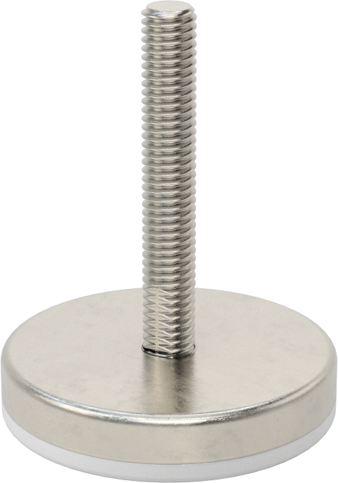 Naylon Yastıklı 303 Paslanmaz Çelik Sert Seviyeleme Montaj Parçası, 2“ Uzunlukta 3/8”-16 Dişli Saplama, 2-3/8 inç Taban Çapı