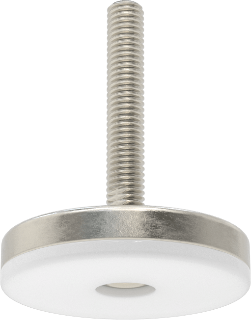 Naylon Yastıklı 303 Paslanmaz Çelik Sert Seviyeleme Montaj Parçası, 2“ Uzunlukta 3/8”-16 Dişli Saplama, 2-3/8 inç Taban Çapı